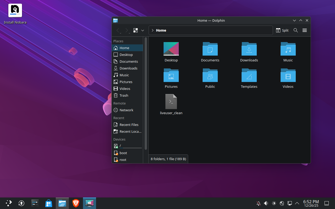 Nobara KDE desktop
